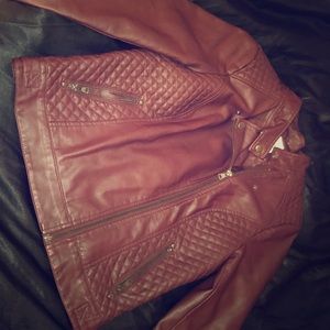 Burgundy nonleather lining jacket